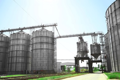 Image of Modern granaries for storing cereal grains outdoors