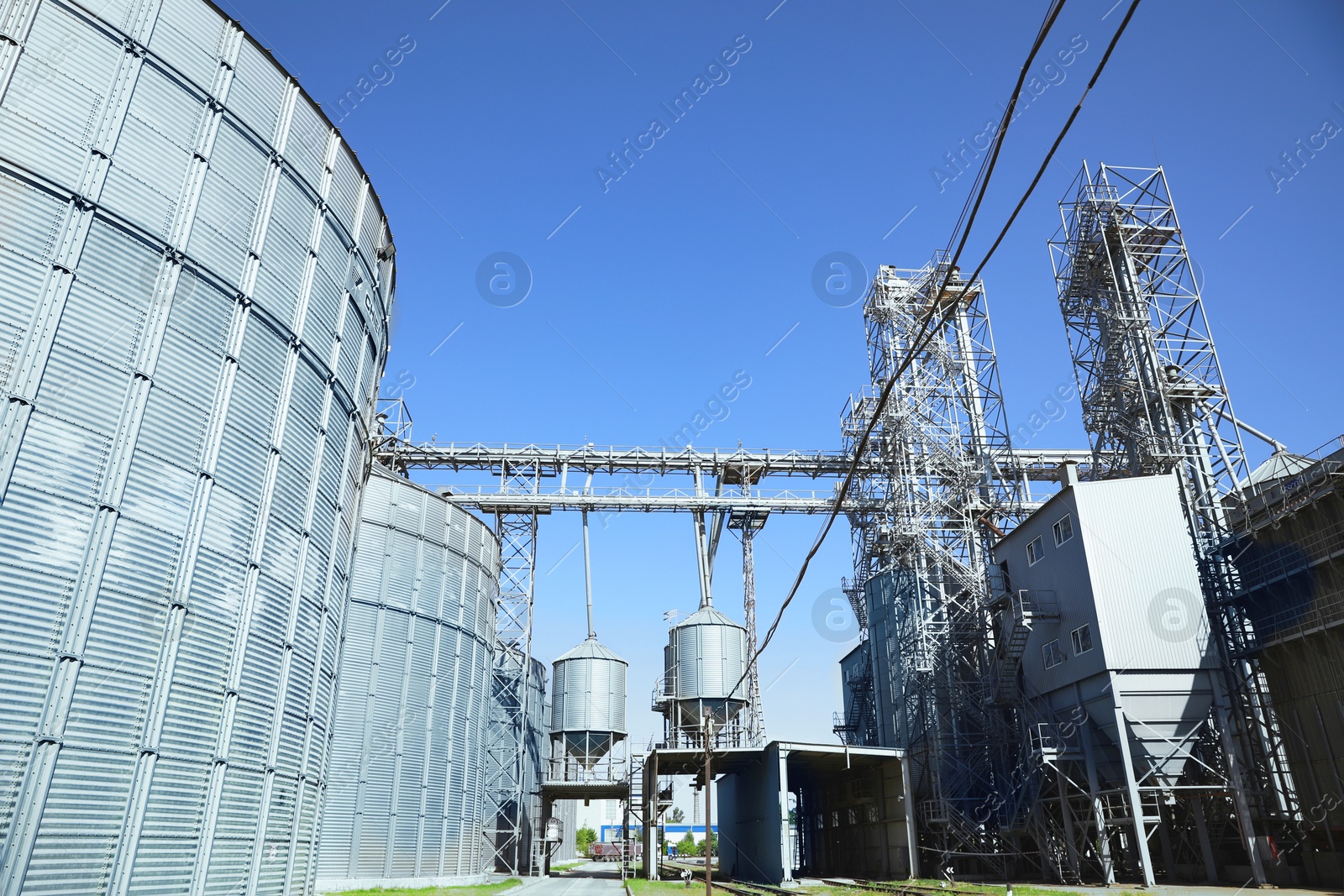 Image of Modern granaries for storing cereal grains outdoors