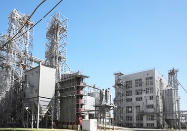 Image of Modern granaries for storing cereal grains outdoors