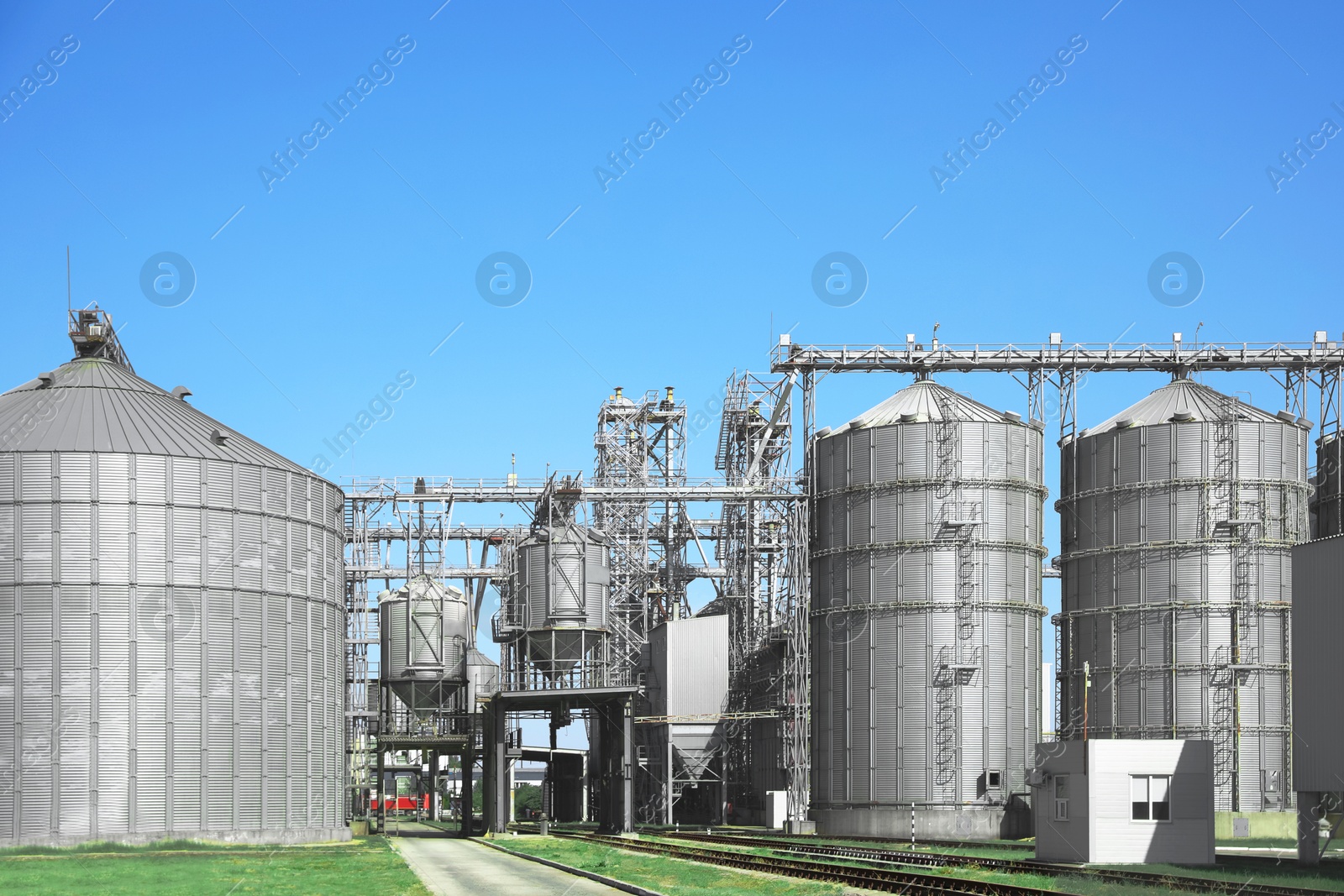 Modern granaries for storing cereal grains outdoors Image of Modern granaries for storing cereal grains outdoors