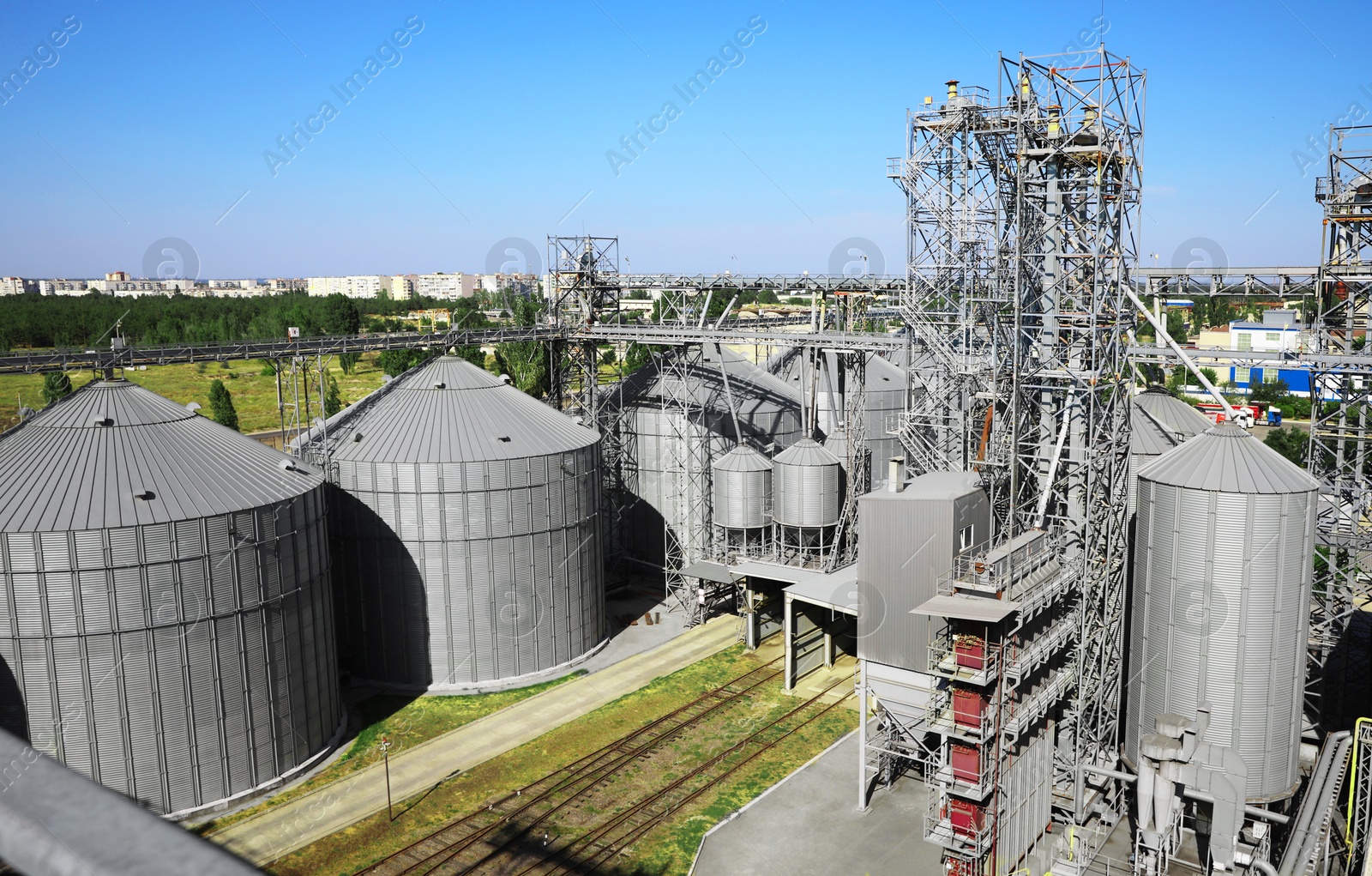 Modern granaries for storing cereal grains outdoors Image of Modern granaries for storing cereal grains outdoors