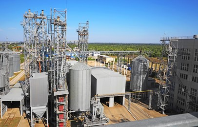 Image of Modern granaries for storing cereal grains outdoors