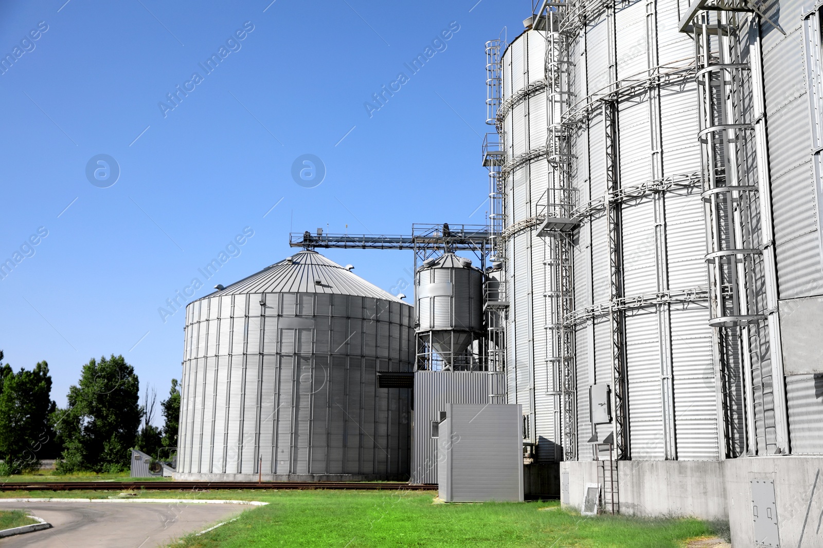 Image of Modern granaries for storing cereal grains outdoors