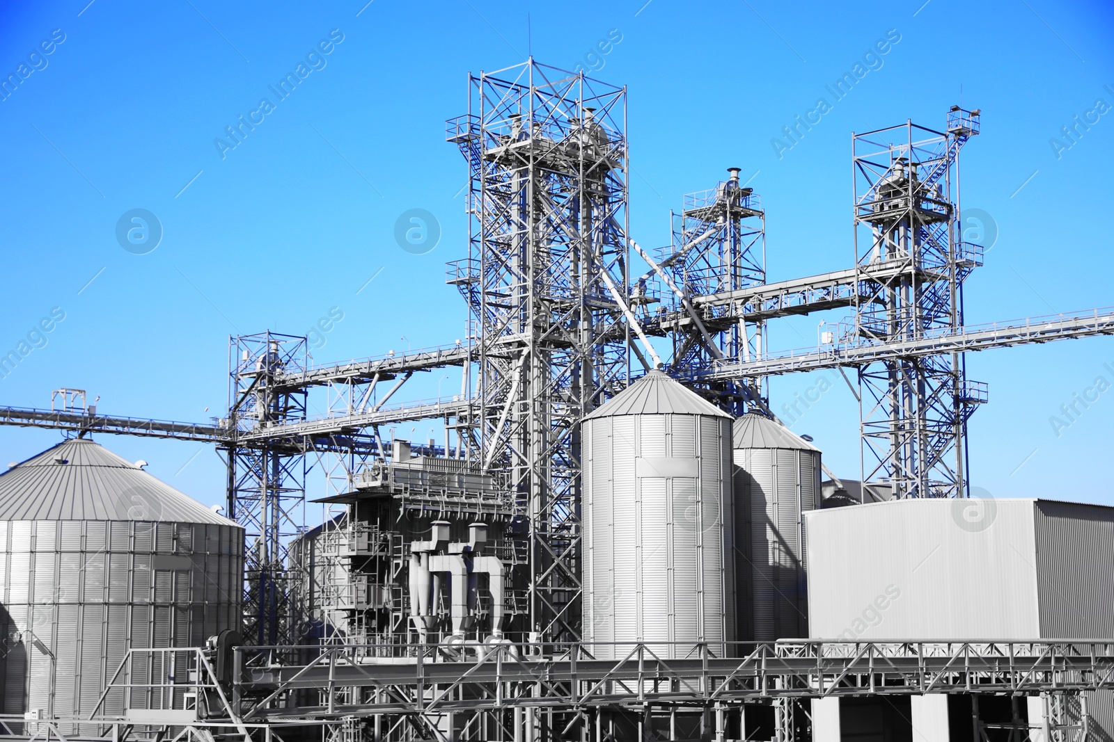 Modern granaries for storing cereal grains outdoors Image of Modern granaries for storing cereal grains outdoors
