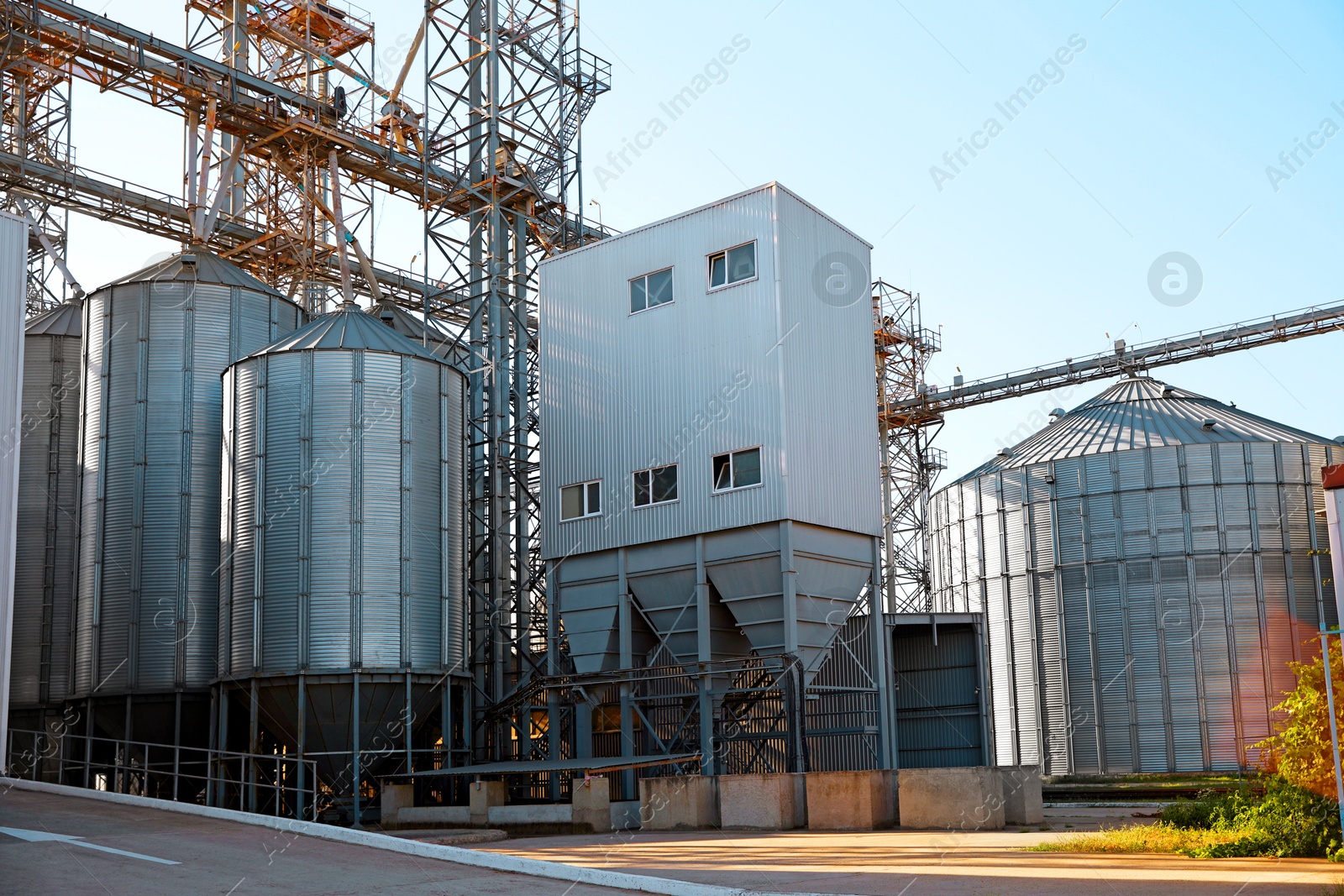 Modern granaries for storing cereal grains outdoors Image of Modern granaries for storing cereal grains outdoors