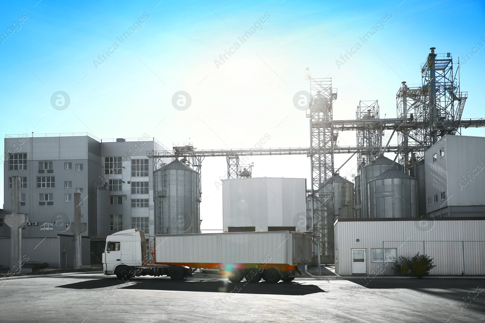 Modern granaries for storing cereal grains outdoors Image of Modern granaries for storing cereal grains outdoors