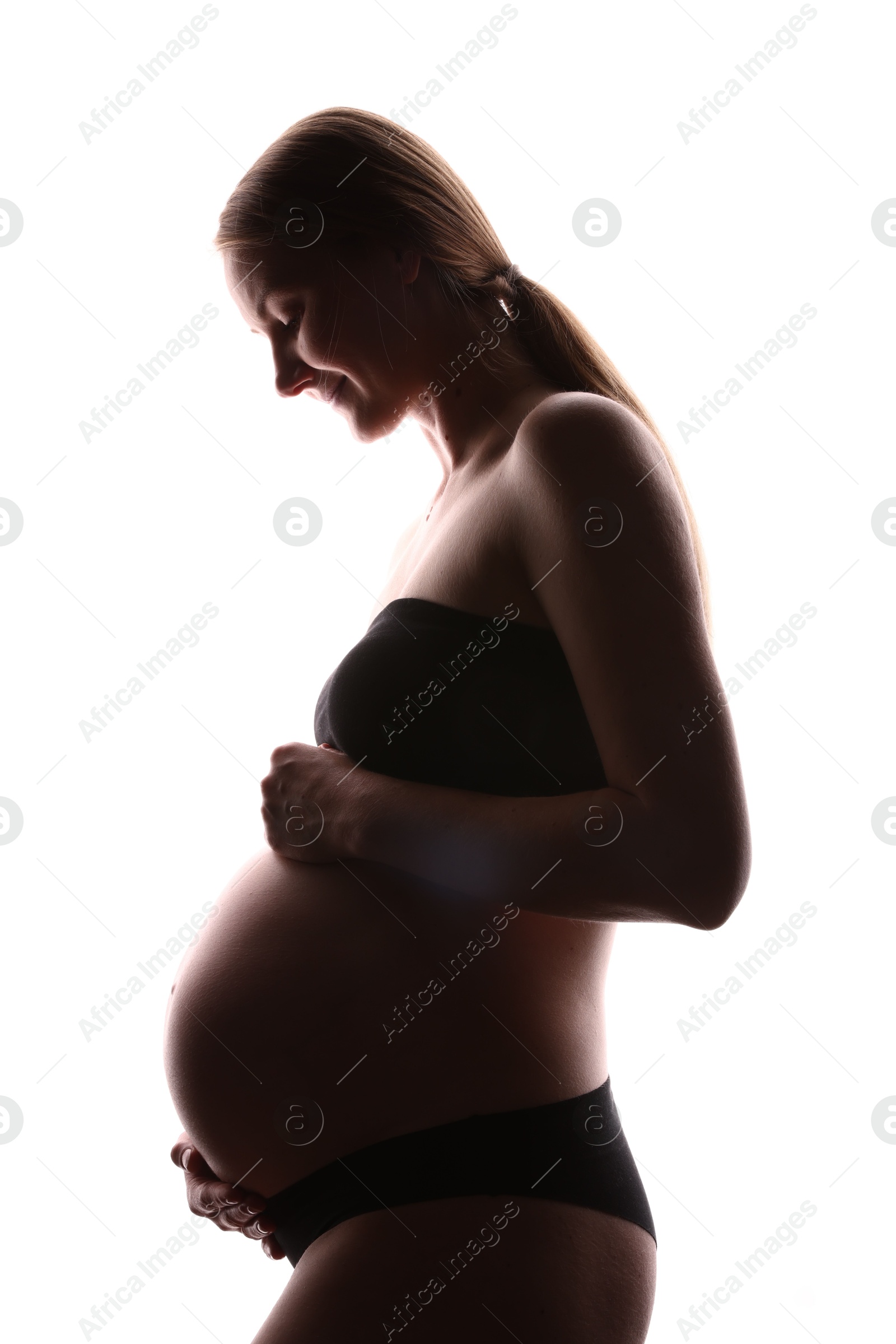 Silhouette of pregnant woman on white background Photo of Silhouette of pregnant woman on white background