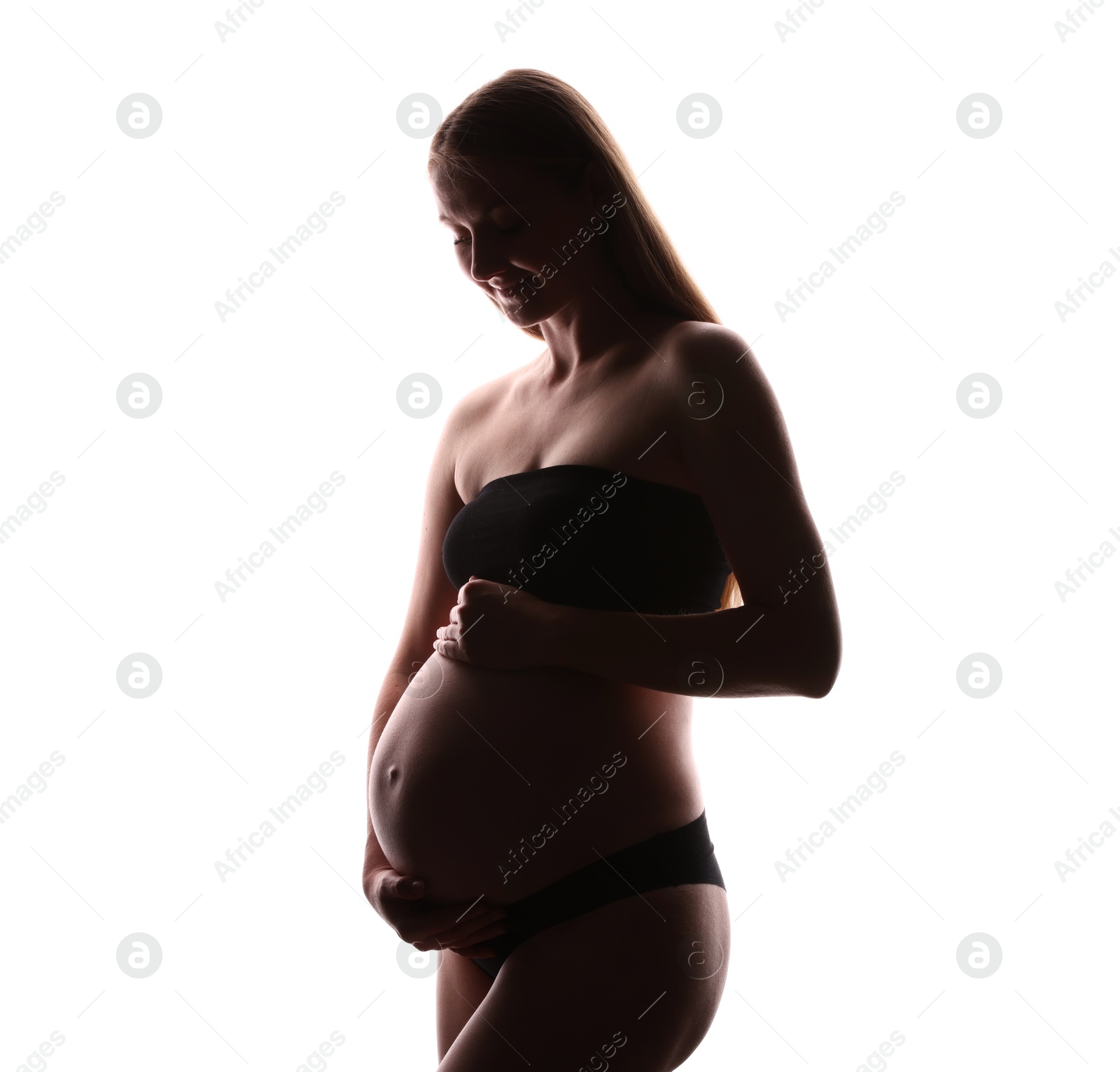 Silhouette of pregnant woman on white background Photo of Silhouette of pregnant woman on white background