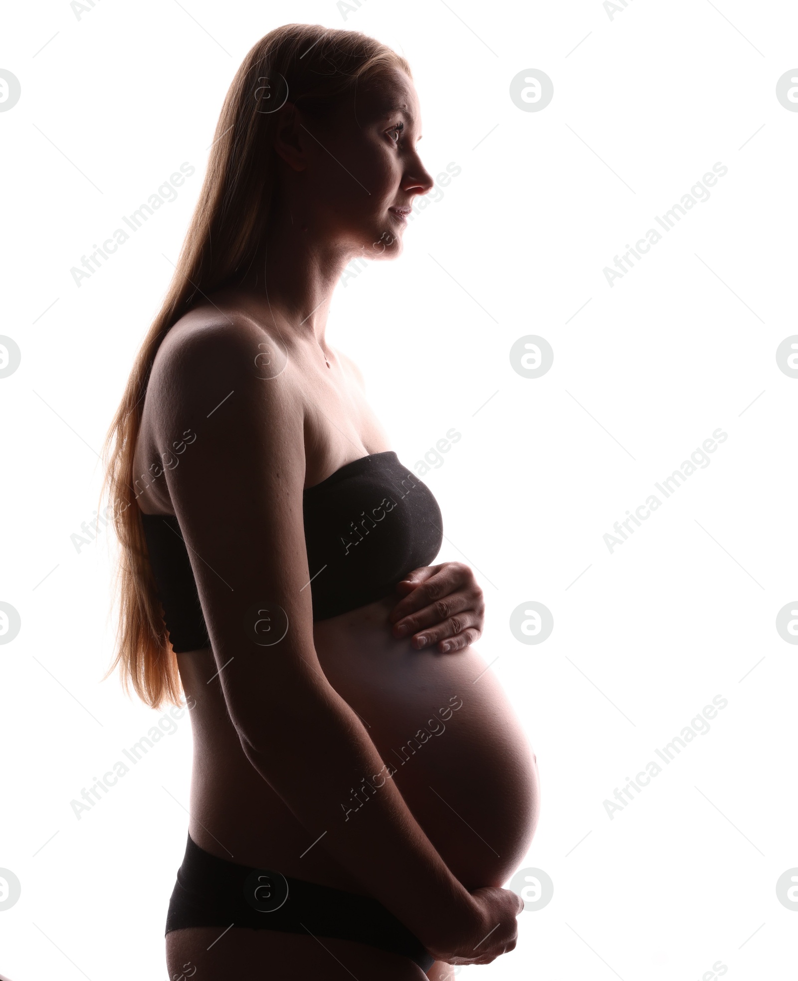 Silhouette of pregnant woman on white background Photo of Silhouette of pregnant woman on white background
