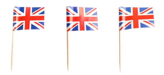 Image of Small paper flag of United Kingdom isolated on white, set