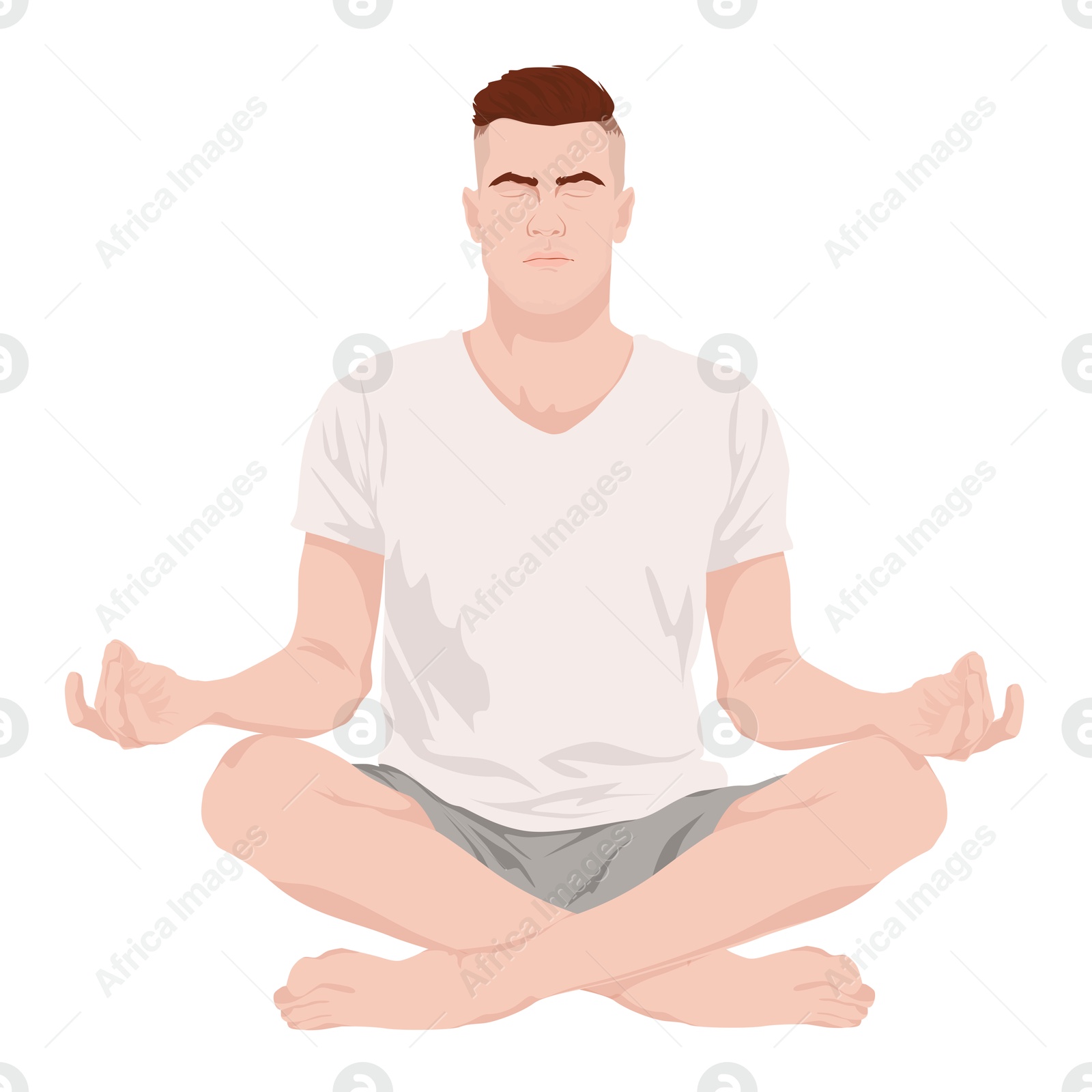 Man in Lotus position on white background, illustration Illustration of Man in Lotus position on white background, illustration