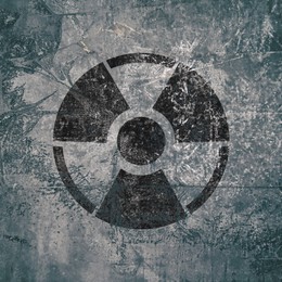 Image of Black radioactive sign on textured background. Radiological pollution