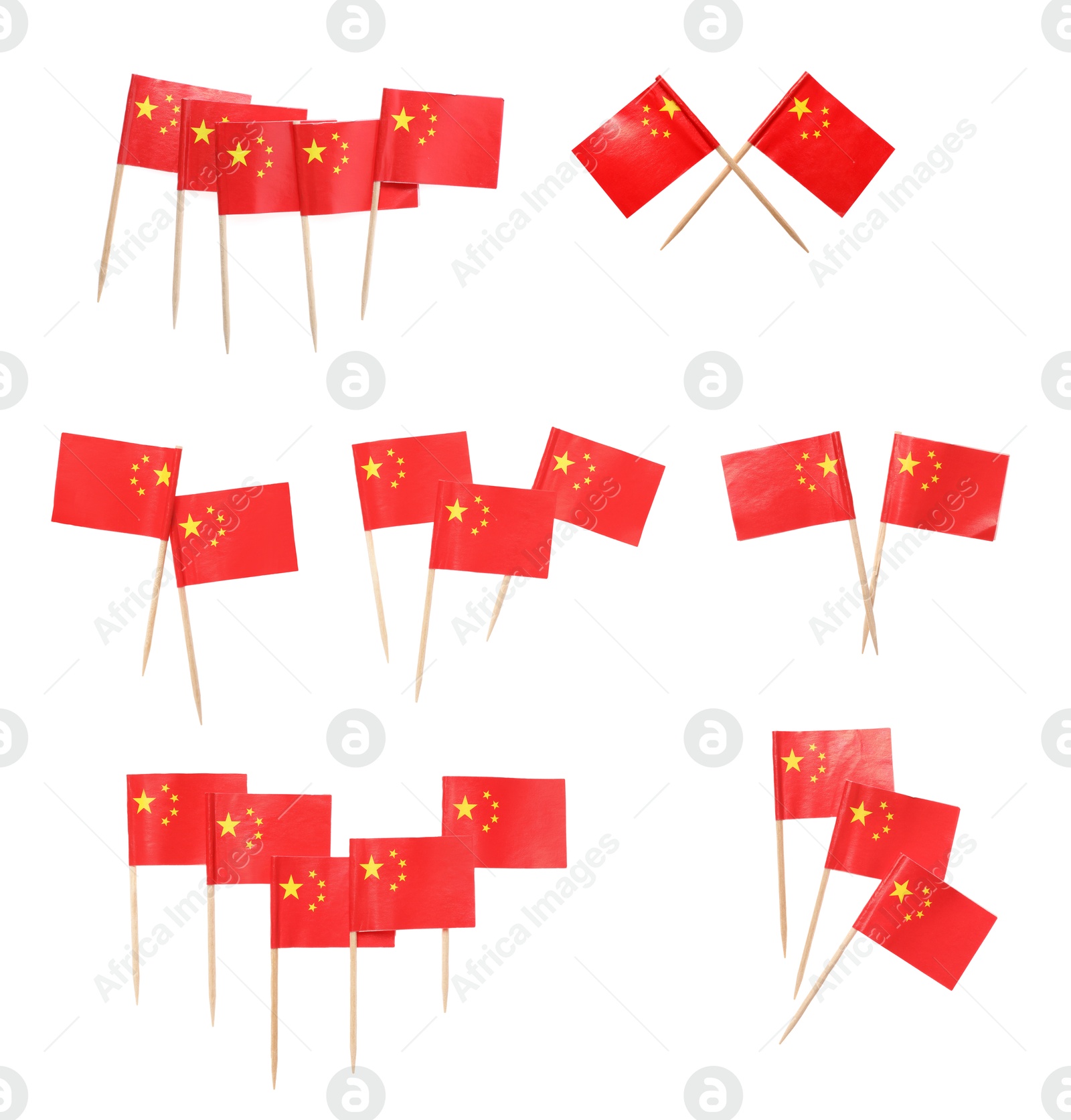 Small paper flags of China isolated on white, set Image of Small paper flags of China isolated on white, set