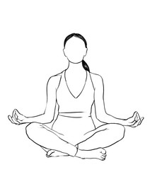 Illustration of Silhouette of woman in Lotus position on white background, illustration