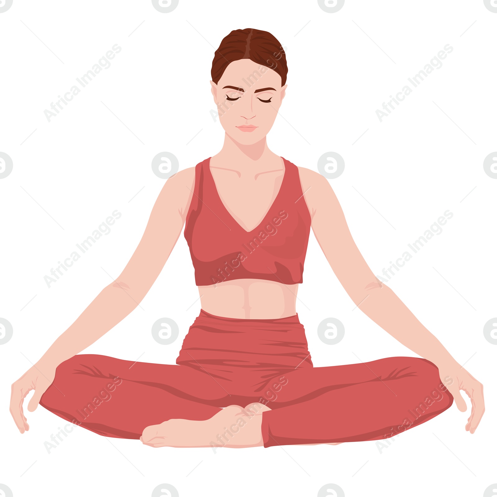 Woman in Lotus position on white background, illustration Illustration of Woman in Lotus position on white background, illustration