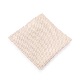 Photo of Clean beige waffle towel isolated on white, top view