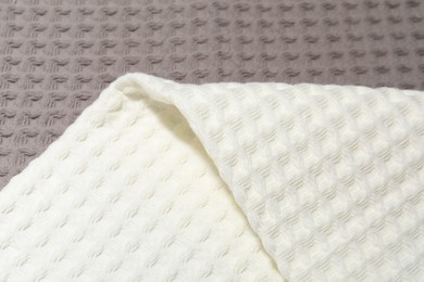 Photo of Clean waffle towels as background, top view