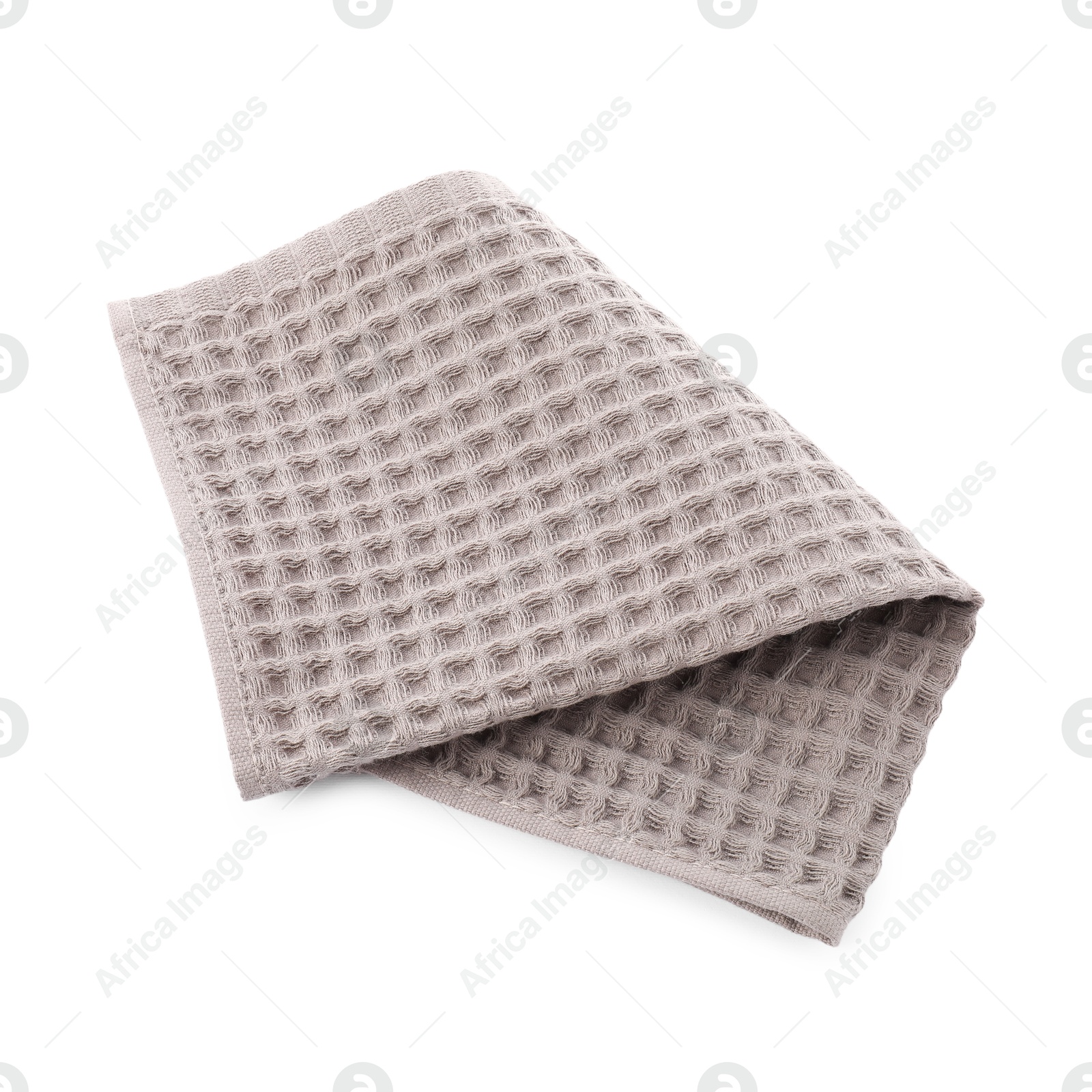 Photo of Clean brown waffle towel isolated on white, top view