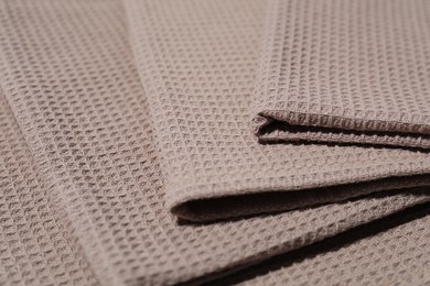 Photo of Clean waffle towels as background, closeup view