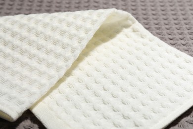 Photo of Clean waffle towels as background, closeup view
