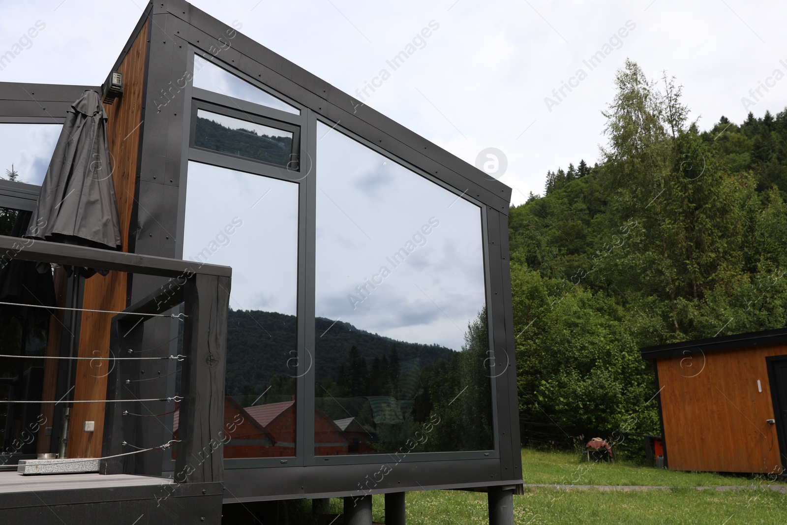 Photo of Beautiful buildings at luxury resort in mountains