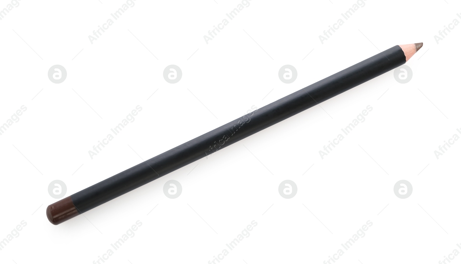 Photo of One brown eyebrow pencil isolated on white, top view