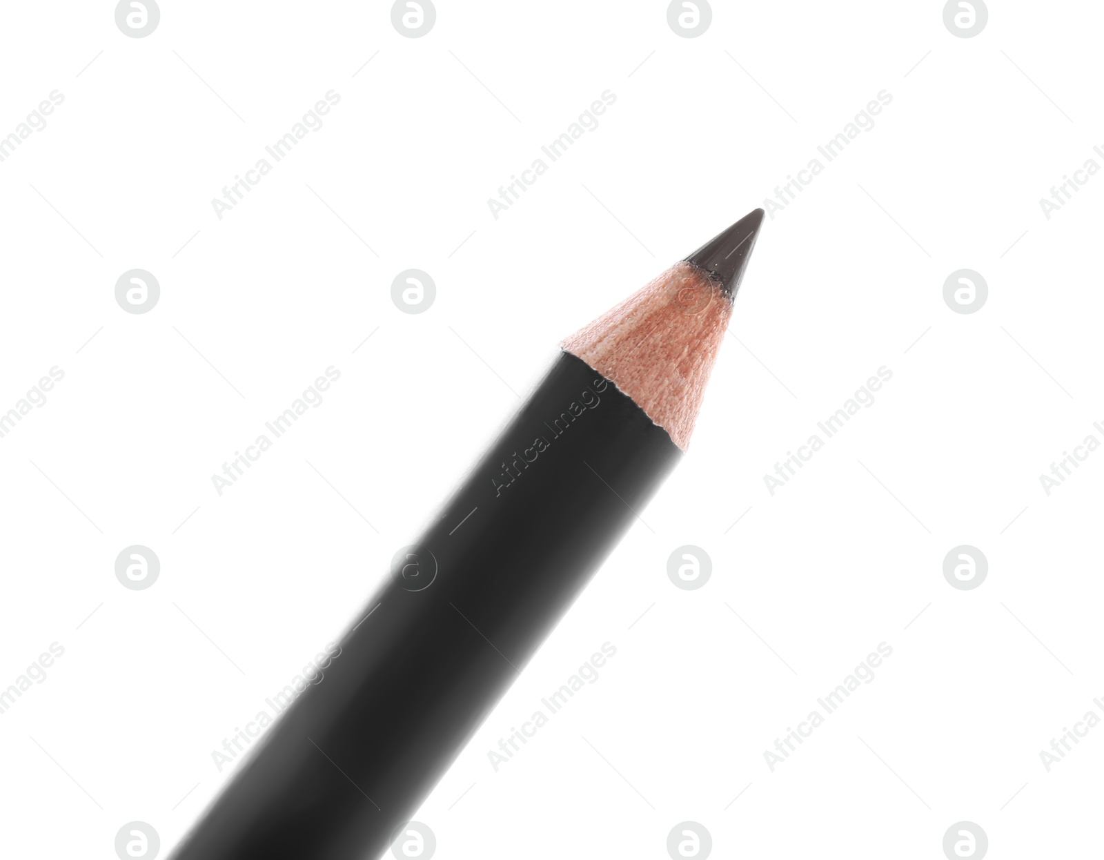 Photo of One brown eyebrow pencil isolated on white, top view