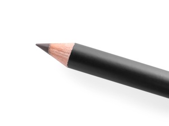 Photo of One brown eyebrow pencil isolated on white, top view