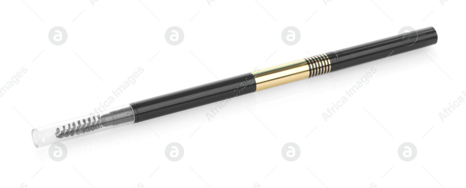 One brown twist up eyebrow pencil with brush isolated on white Photo of One brown twist up eyebrow pencil with brush isolated on white
