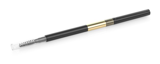 Photo of One brown twist up eyebrow pencil with brush isolated on white