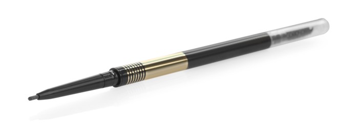 Photo of One brown twist up eyebrow pencil with brush isolated on white