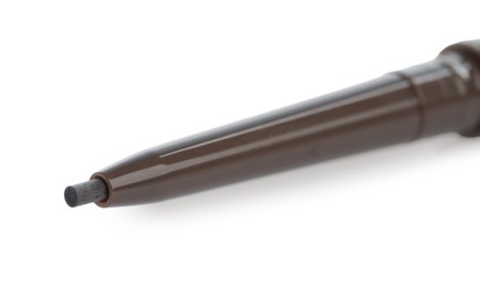Photo of One twist up brown eyebrow pencil isolated on white
