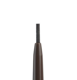 Photo of One twist up brown eyebrow pencil isolated on white