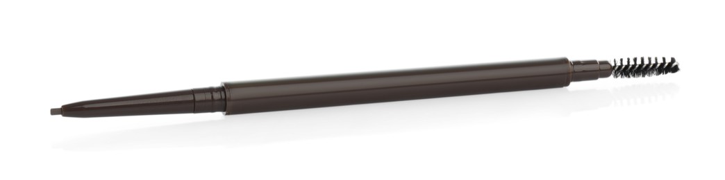Photo of One brown twist up eyebrow pencil with brush isolated on white