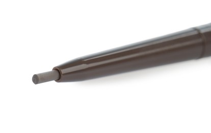 Photo of One twist up brown eyebrow pencil isolated on white
