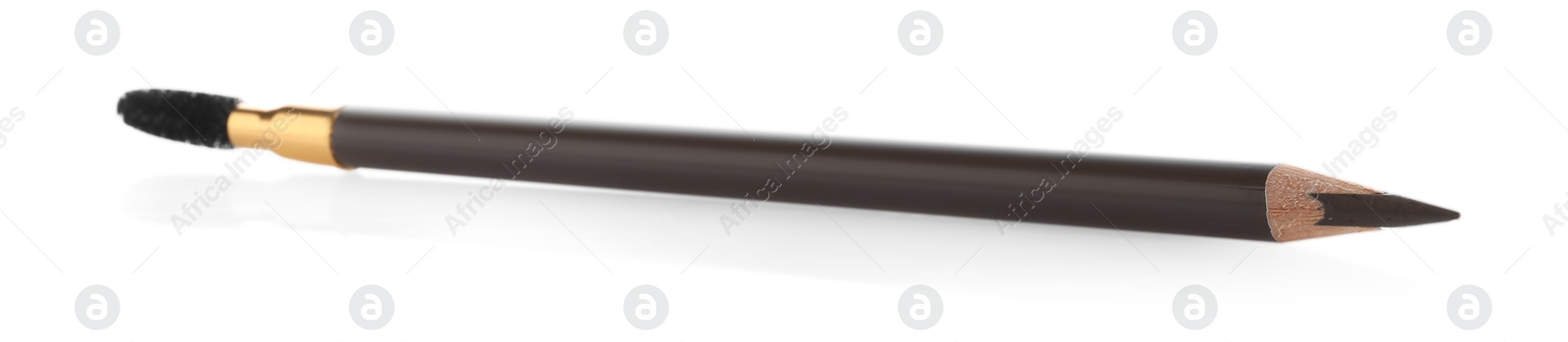 One brown eyebrow pencil with brush isolated on white Photo of One brown eyebrow pencil with brush isolated on white