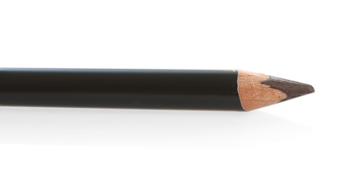 Photo of One brown eyebrow pencil isolated on white