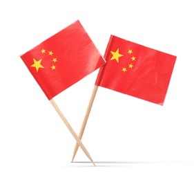 Image of Small paper flags of China on white background