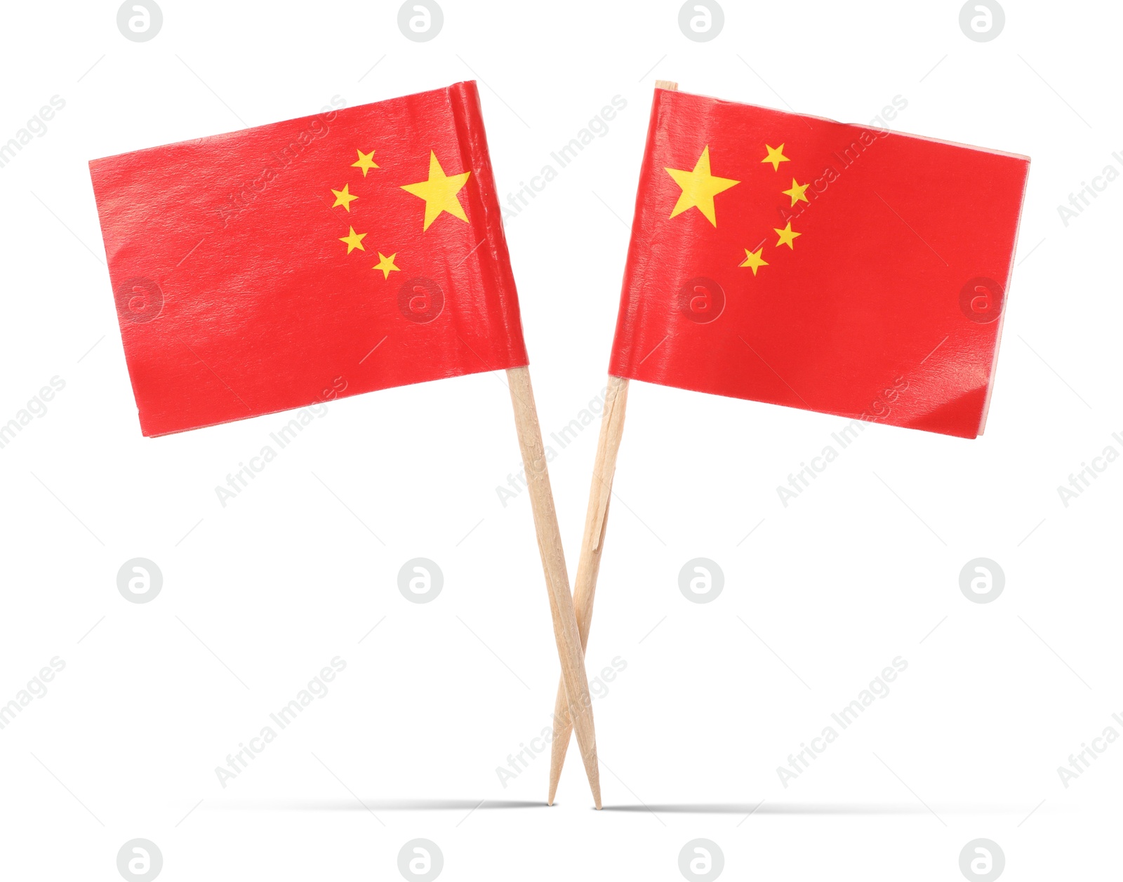 Small paper flags of China on white background Image of Small paper flags of China on white background