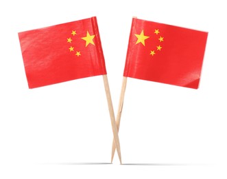 Image of Small paper flags of China on white background