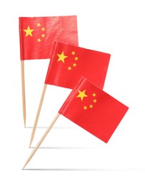 Image of Small paper flags of China on white background