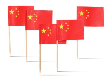 Image of Small paper flags of China on white background