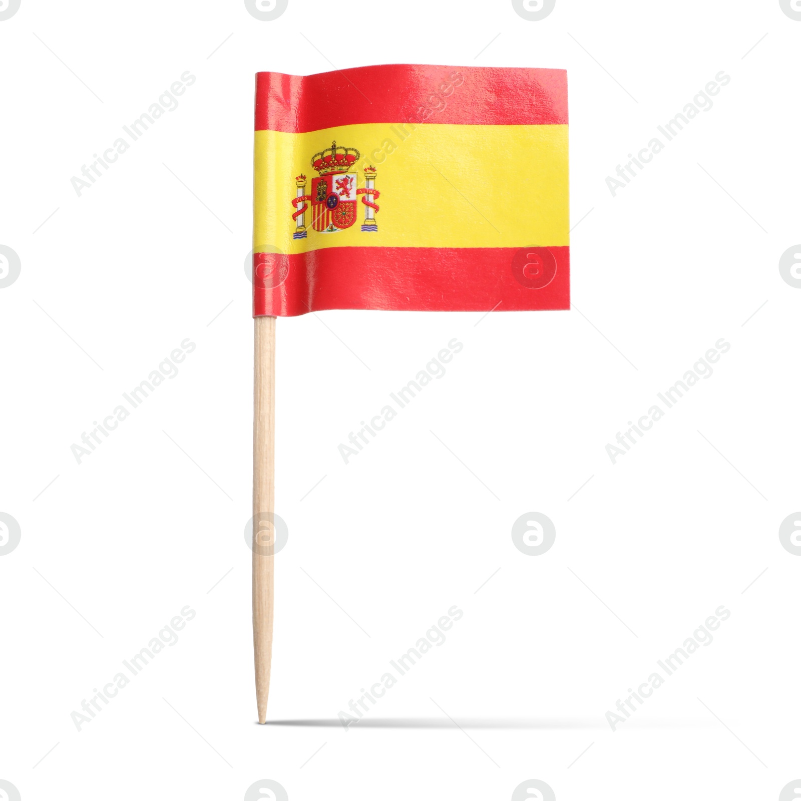 Small paper flag of Spain on white background Image of Small paper flag of Spain on white background