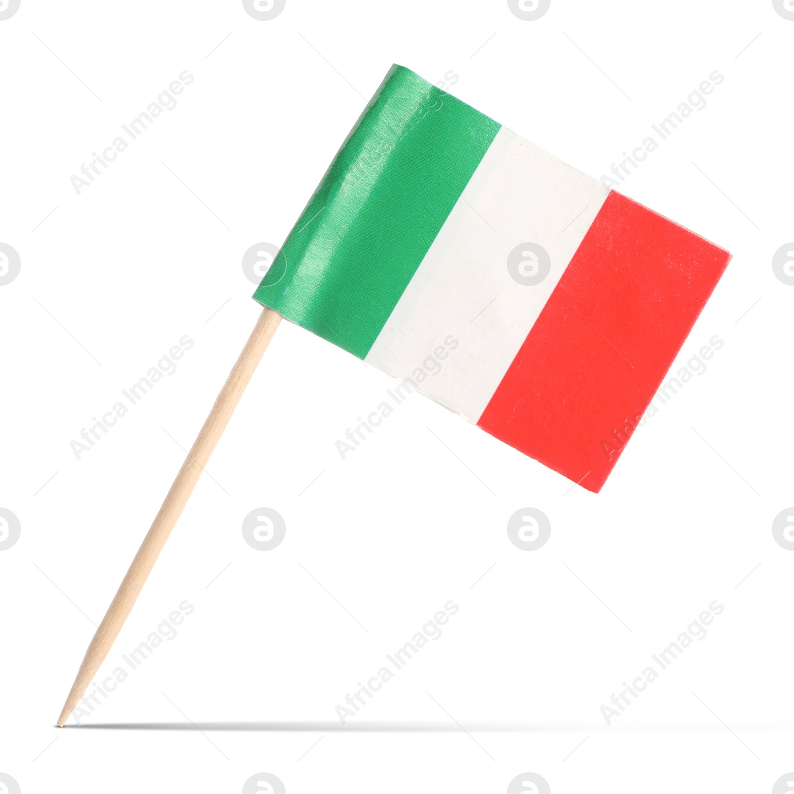 Small paper flag of Italy on white background Image of Small paper flag of Italy on white background