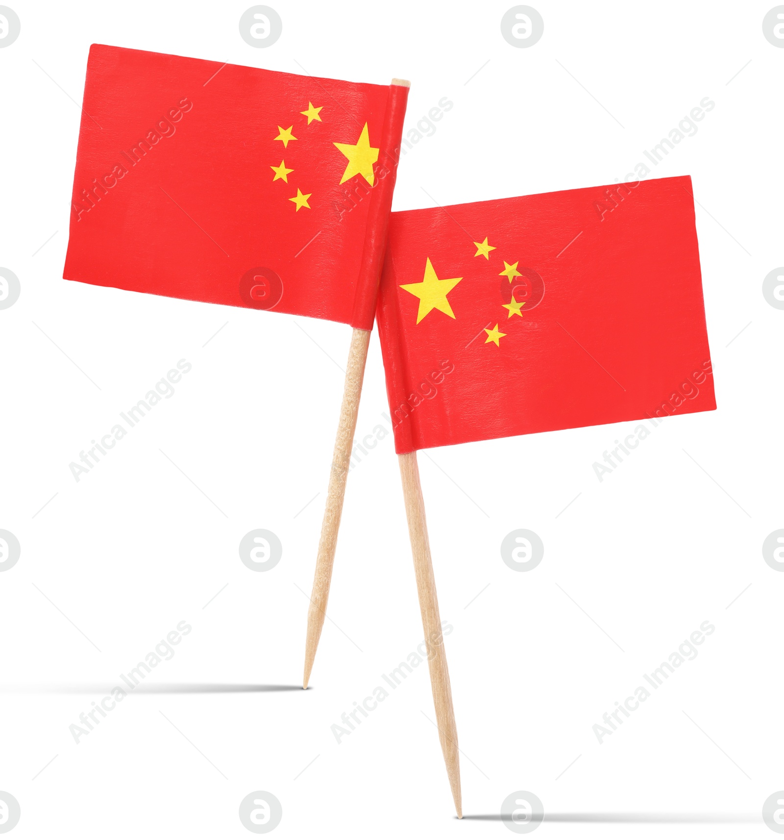 Small paper flags of China on white background Image of Small paper flags of China on white background