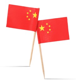 Image of Small paper flags of China on white background