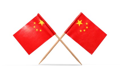 Image of Small paper flags of China on white background