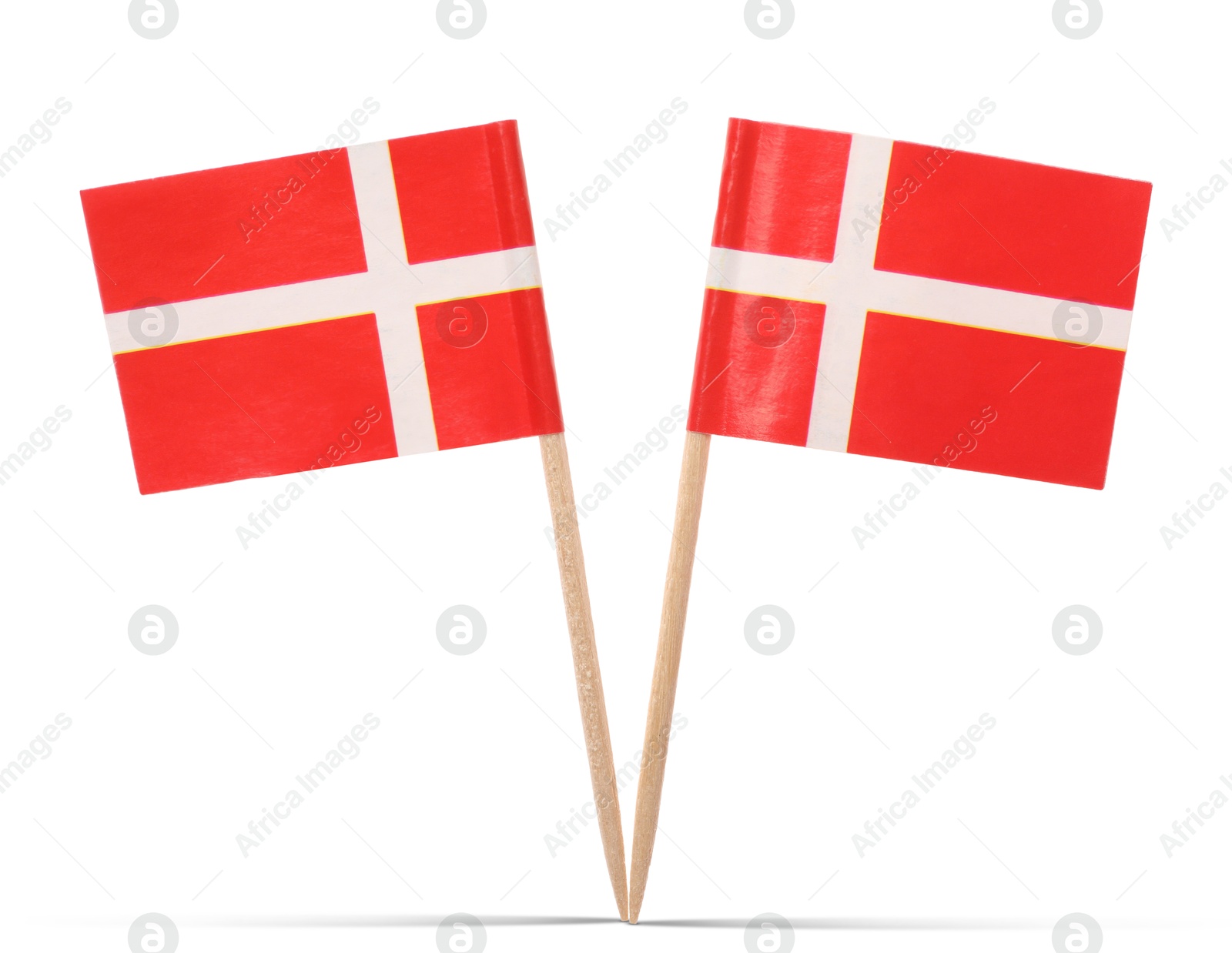 Small paper flags of Denmark on white background Image of Small paper flags of Denmark on white background