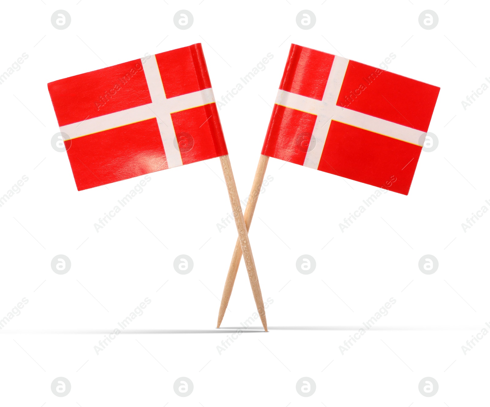 Small paper flags of Denmark on white background Image of Small paper flags of Denmark on white background