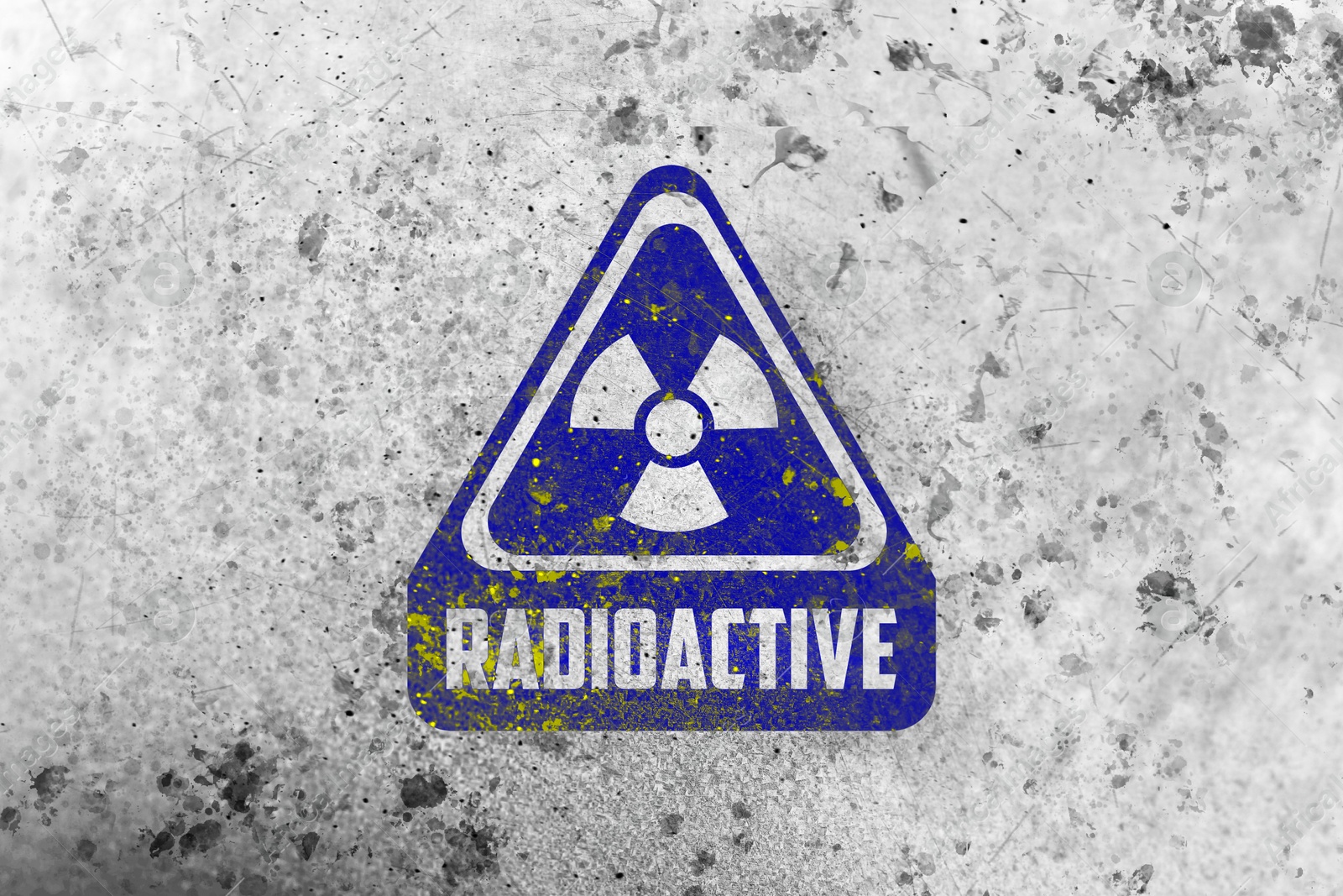 Radioactive sign on white textured surface. Radiological pollution Image of Radioactive sign on white textured surface. Radiological pollution